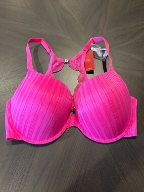NWT Scandale Hot Pink Lace Back Enhance Push Up Bra Padded Womens Sz 40D